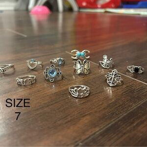 Bohemian Metal Silver Rings Set of 5 (sizes 3-7) - Your Pick